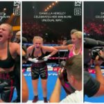 Modella pugile vince il suo primo incontro e festeggia poppe al vento