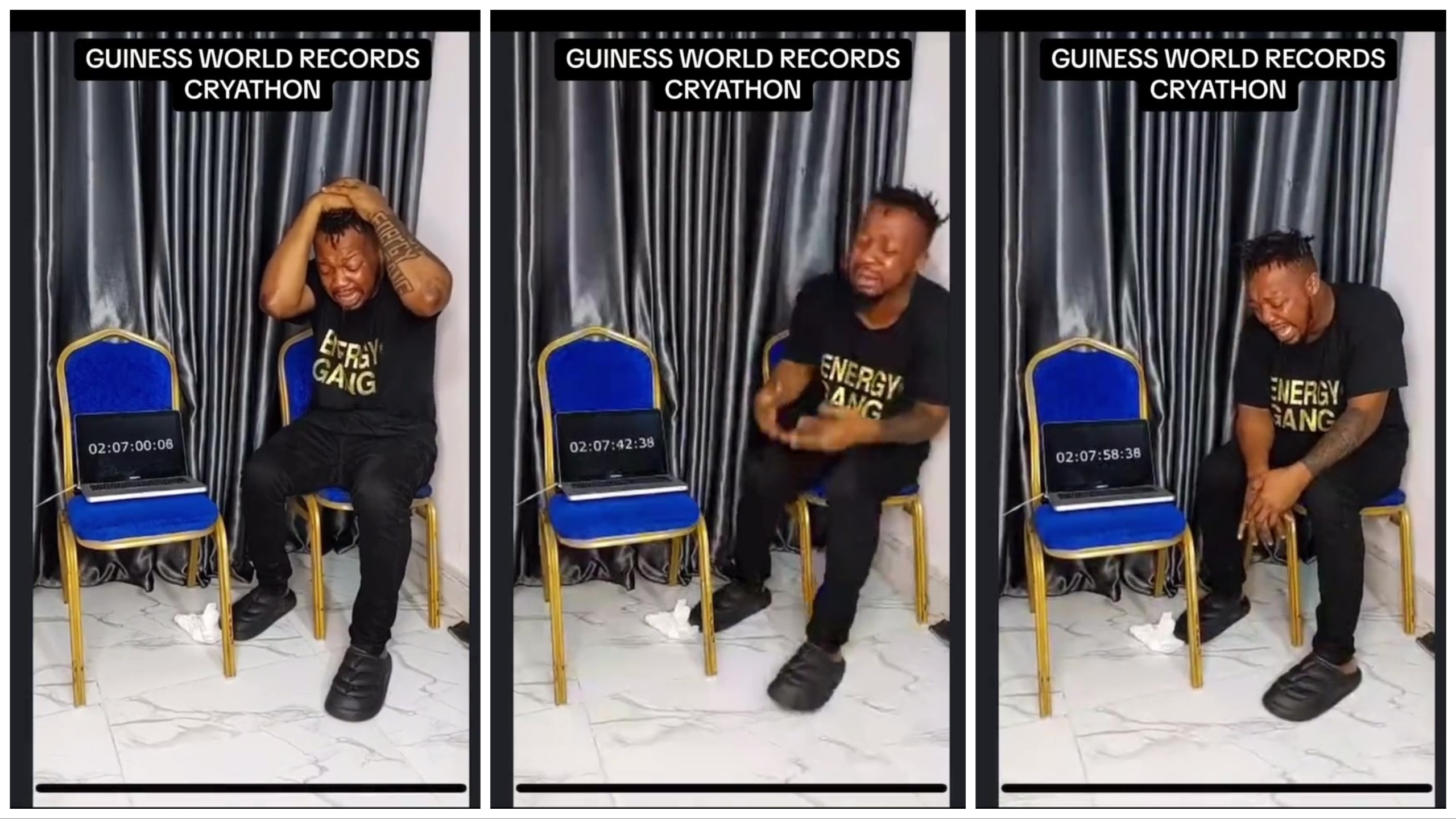 Il tente d'enregistrer des pleurs pendant une semaine et devient aveugle