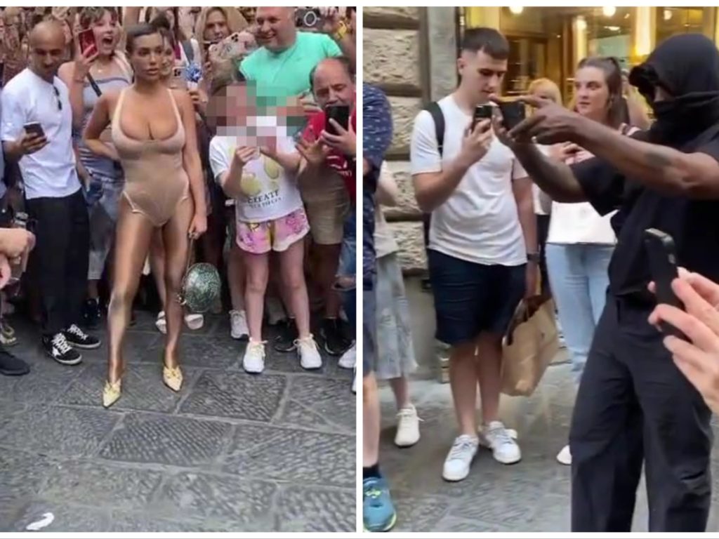 Kanye West et Bianca Censori à Florence : foule de curieux pour les looks audacieux