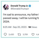 Donald Trump Jr twitta: "Papà è morto"... ma non è colpa sua