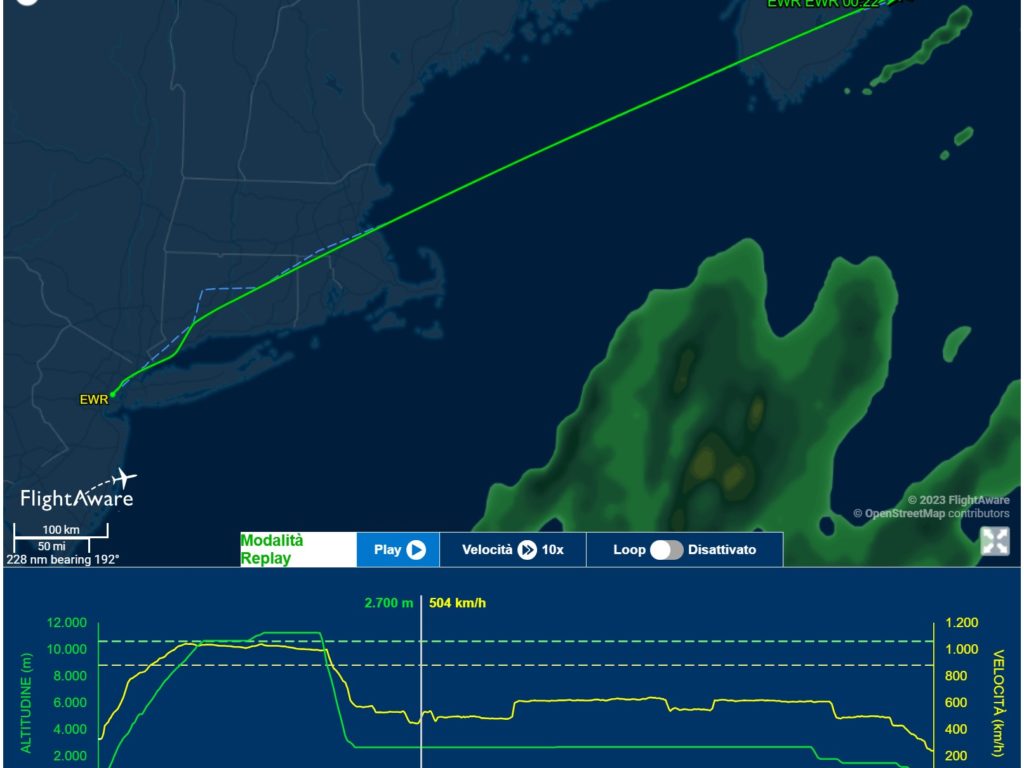 Volo New York-Roma "precipita" per 8mila metri