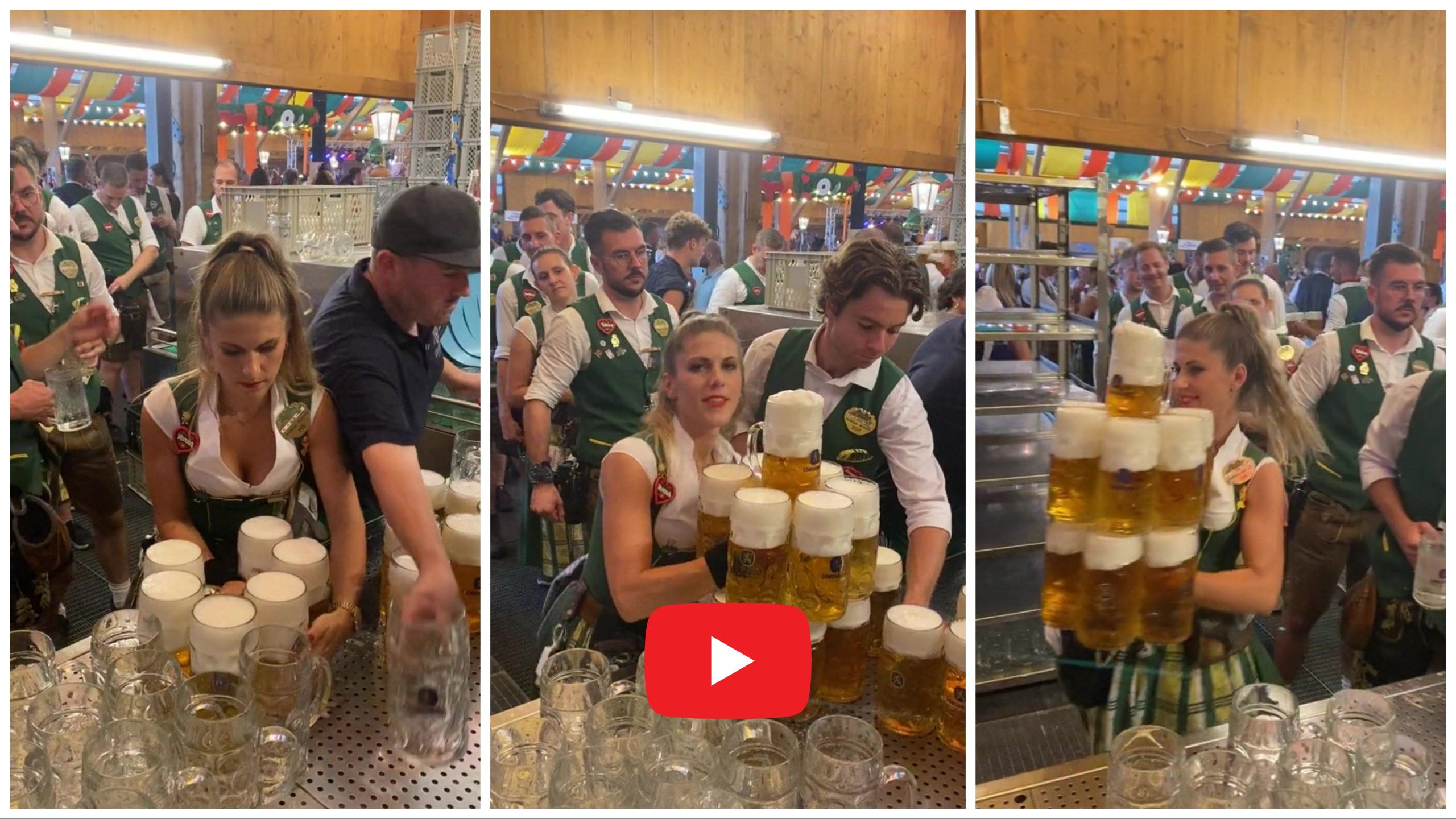 Verena, la camarera récord del Oktoberfest: 13 pintas con las dos manos