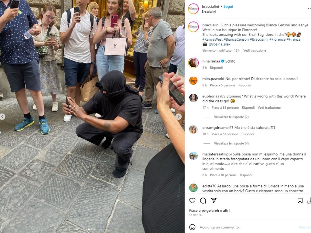 Kanye West e Bianca Censori a Firenze: folla di curiosi per i look audaci