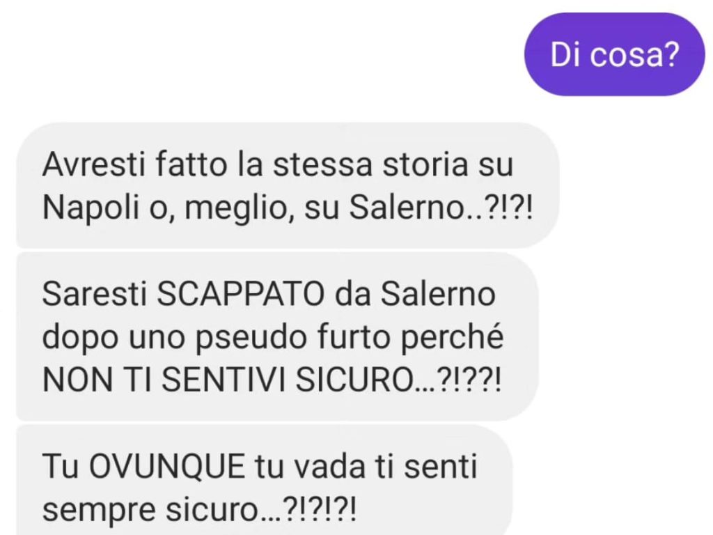 Piero Armenti fugge da Foggia dopo tentato furto e viene insultato: lui replica così