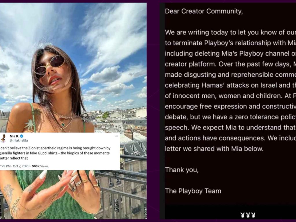 Mia Khalifa soutient le Hamas : Playboy la licencie