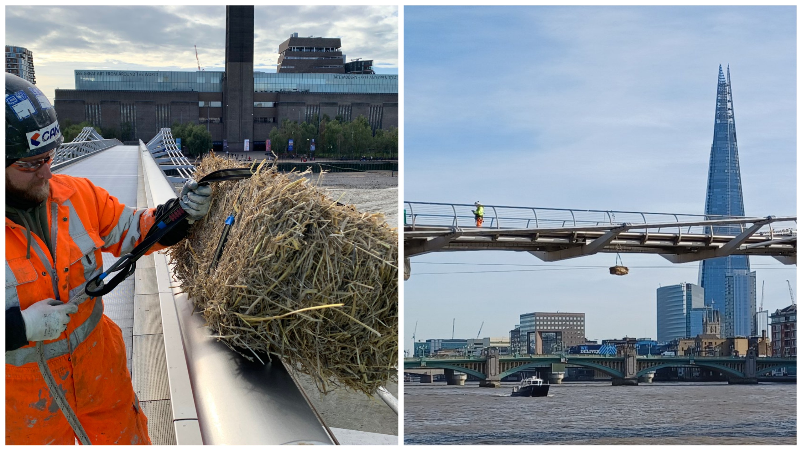 Londres, un misterioso fardo de paja cuelga del Puente del Milenio: aquí está la explicación