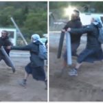 Proteste per nuova chiesa, il placcaggio di una suora a un manifestante è virale