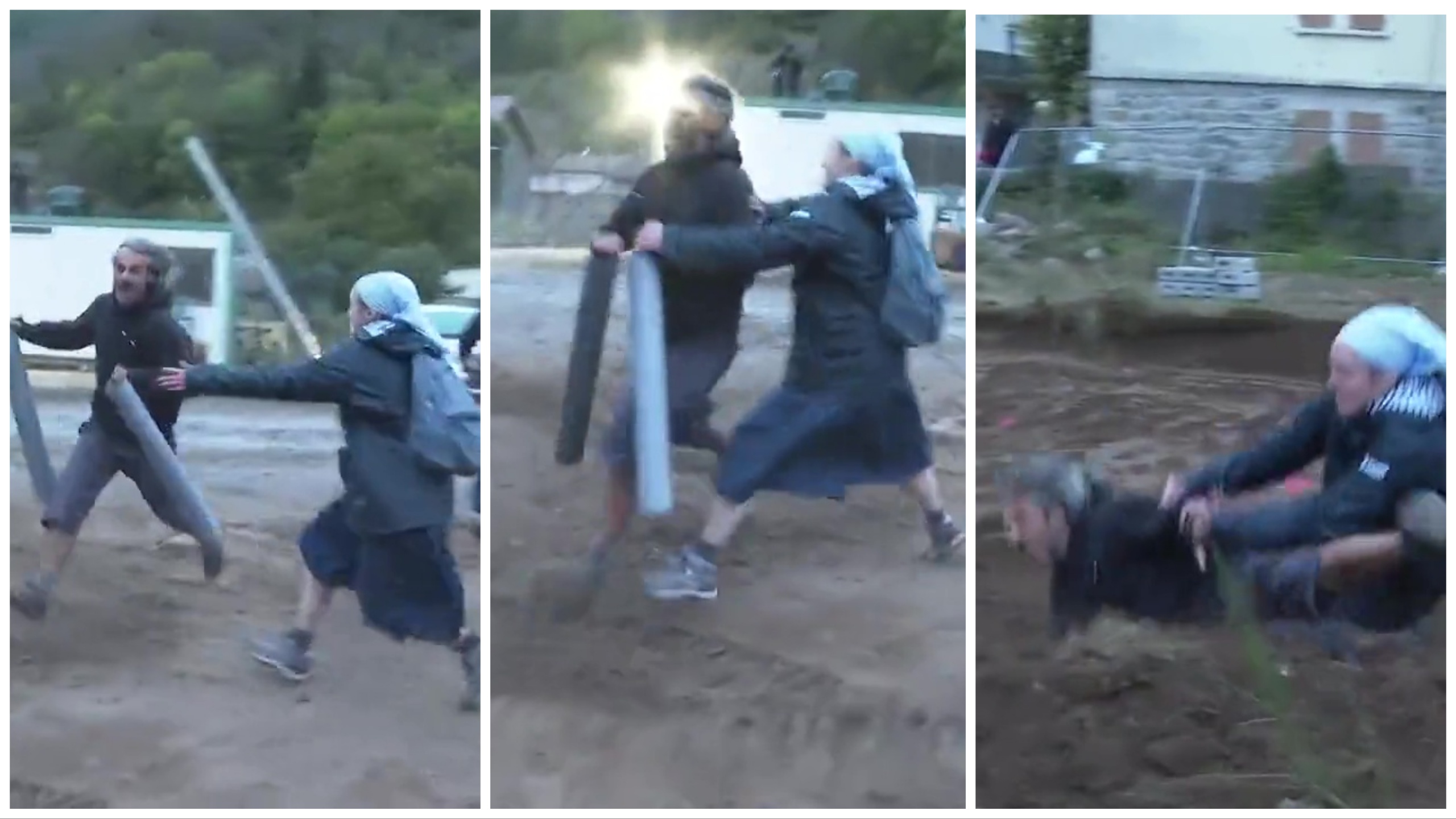 Protestas por una nueva iglesia, la entrada de una monja a un manifestante se vuelve viral