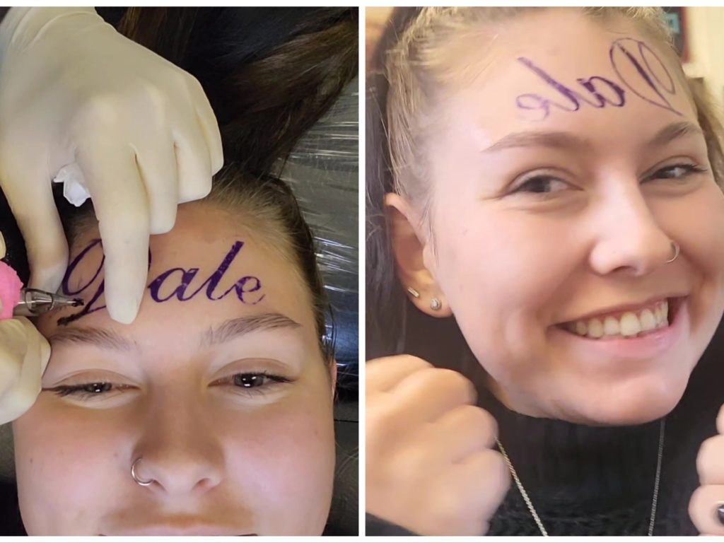 Ragazza si fa tatuare nome del fidanzato in fronte (ma in realtà svela il trucco)