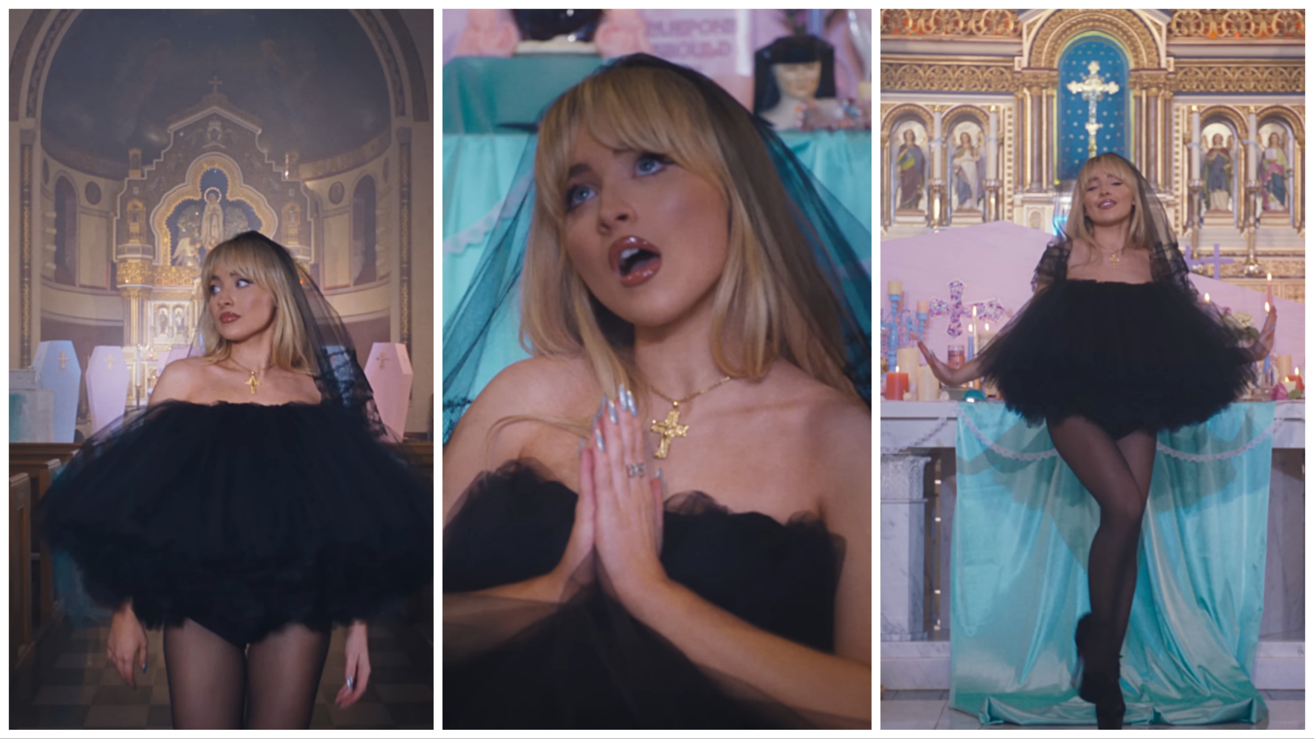 Cantante semidesnuda en la iglesia, sacerdote despedido