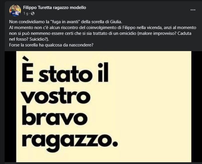 La loca página de Facebook a favor de Filippo Turetta