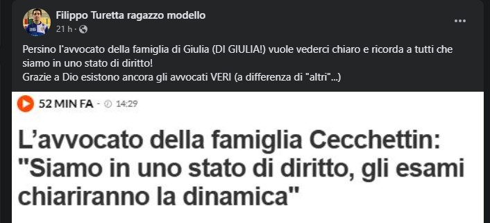 La loca página de Facebook a favor de Filippo Turetta