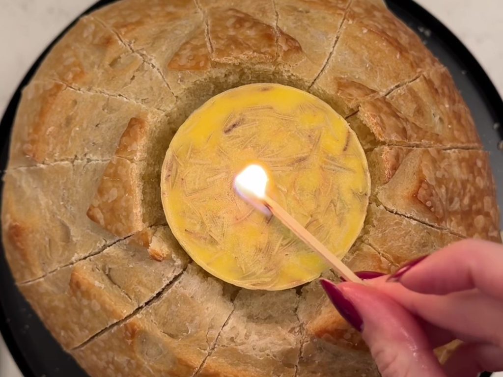 Centro de mesa para comer, la tendencia de la vela navideña de mantequilla