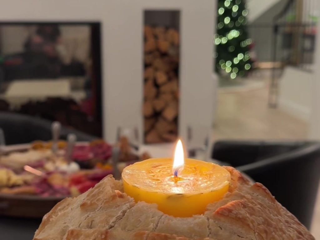 Centro de mesa para comer, la tendencia de la vela navideña de mantequilla