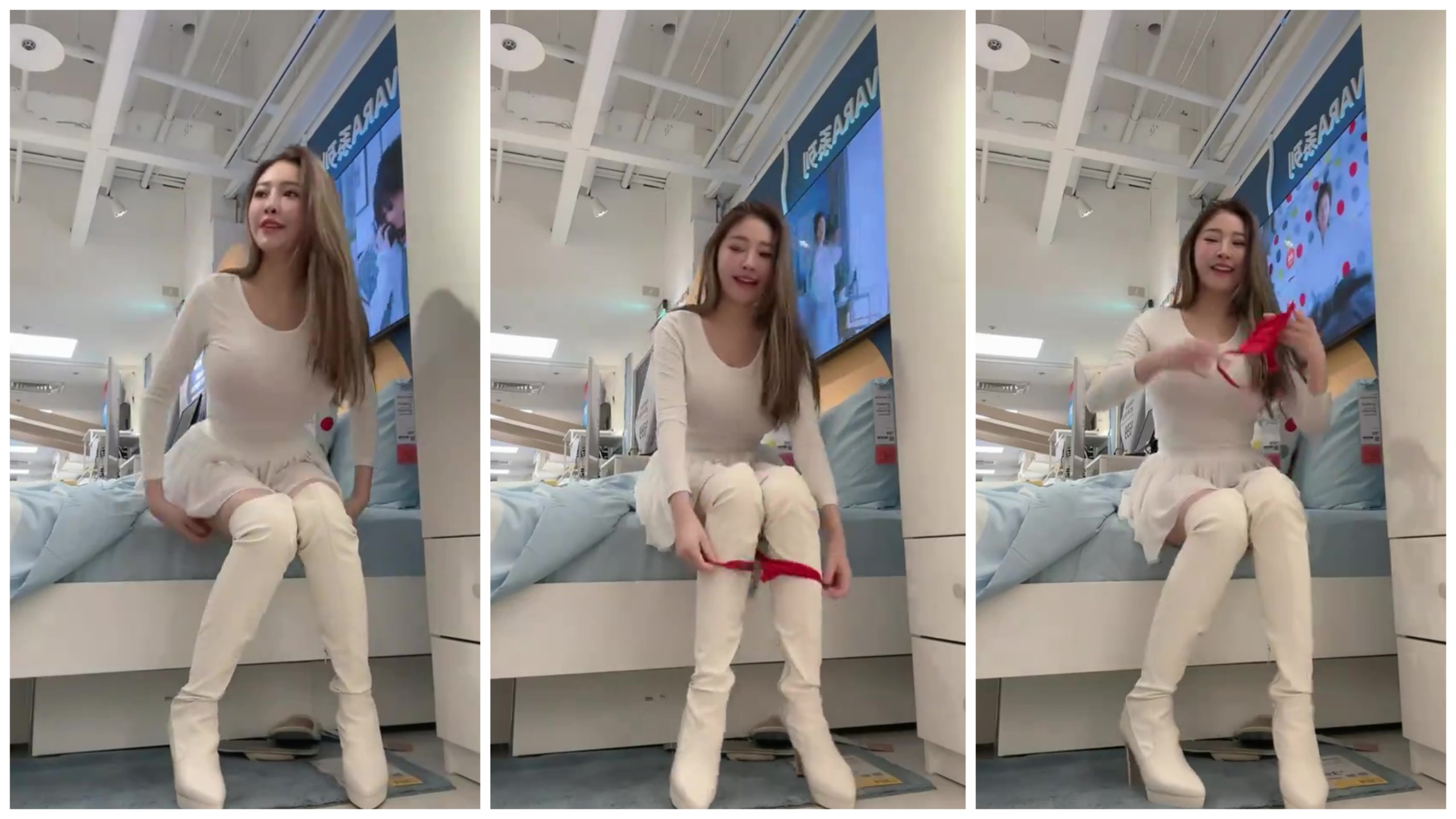 Modelo desafía las redes sociales: se quita las bragas de Ikea y las usa como elástico