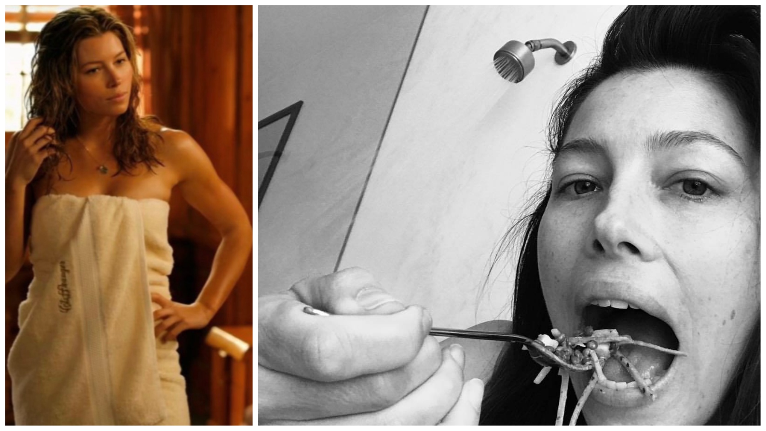 El truco de Jessica Biel para ahorrar tiempo: comer en la ducha