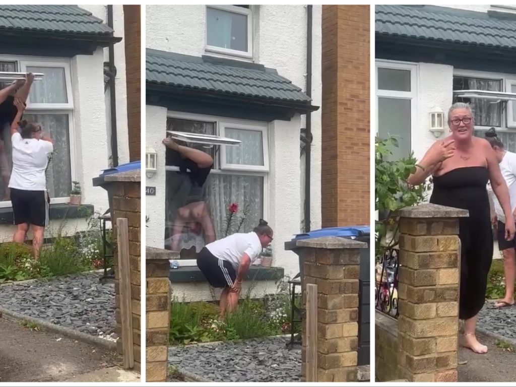 Entra a casa por la ventana y queda colgado al viento: el video se vuelve viral