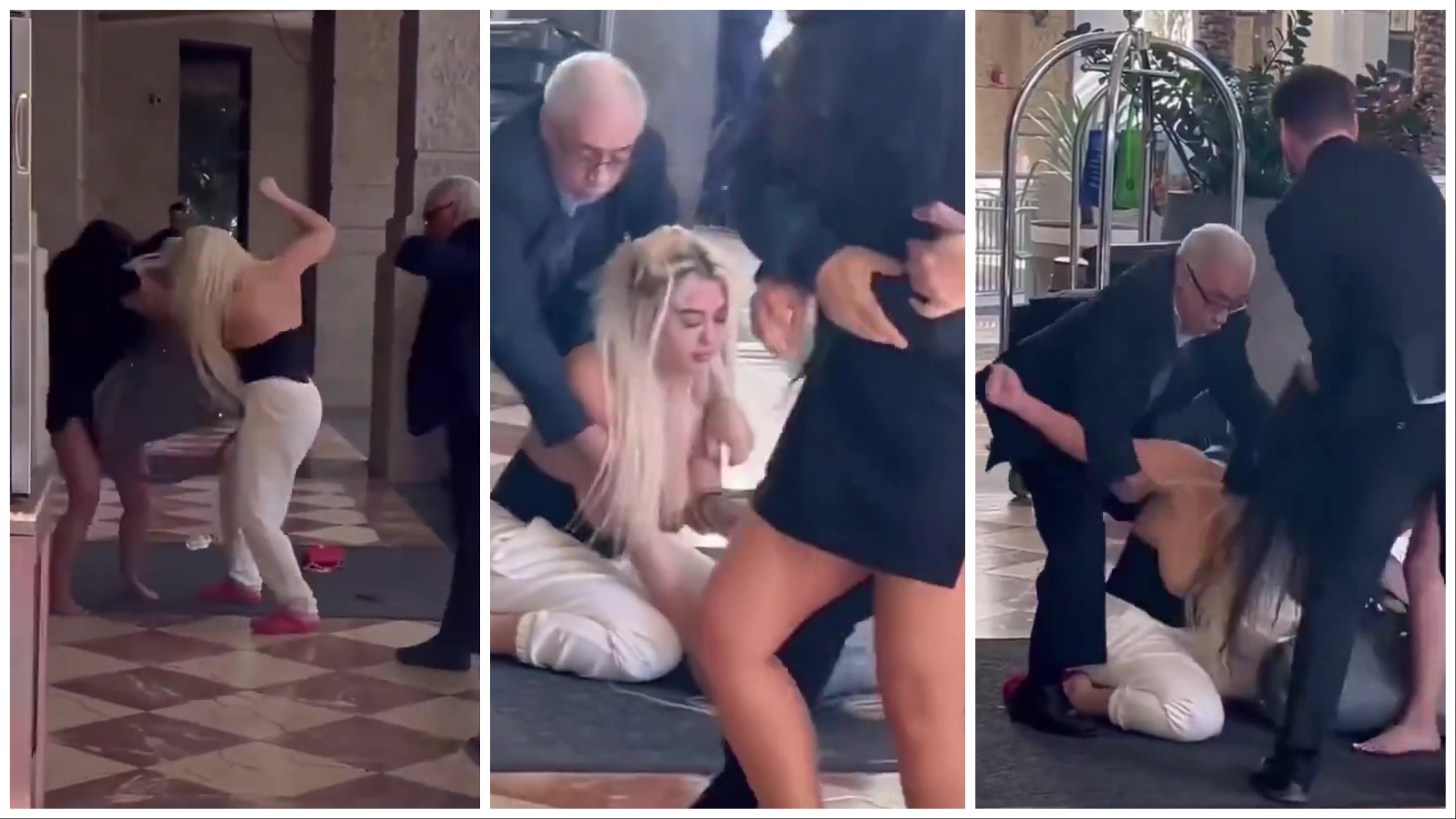 Rissa tra due donne davanti a un hotel di lusso: finiscono poppe al vento