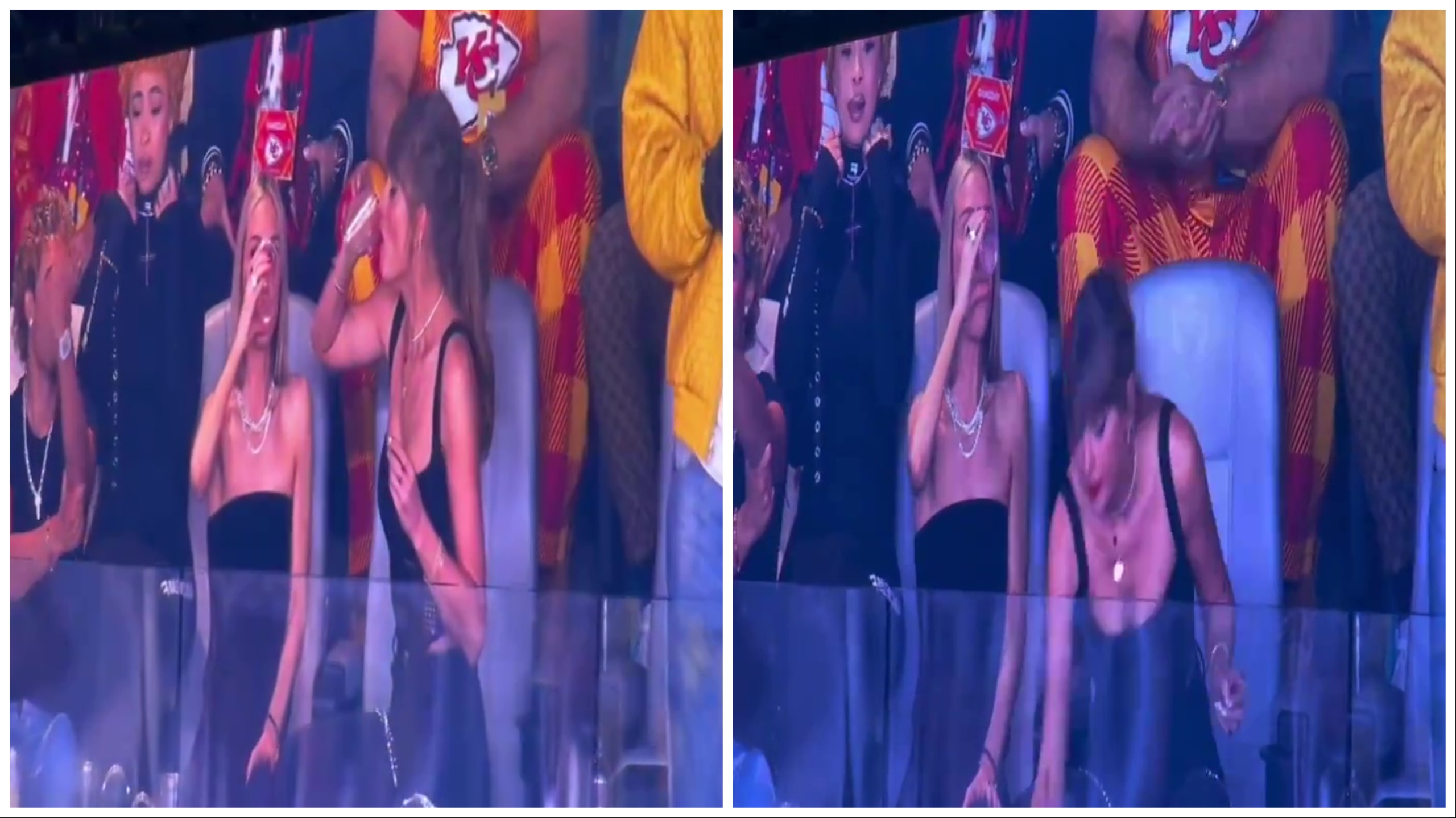 Super Bowl 2024, Taylor Swift si scola una birra e manda lo stadio in tilt