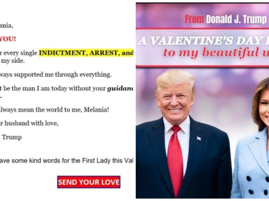 Lettre d'amour de Trump à Melania pour la Saint-Valentin : il demande enfin de l'argent