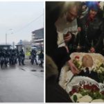 Il corpo di Alexei Navalny nella bara mostrato a migliaia di persone