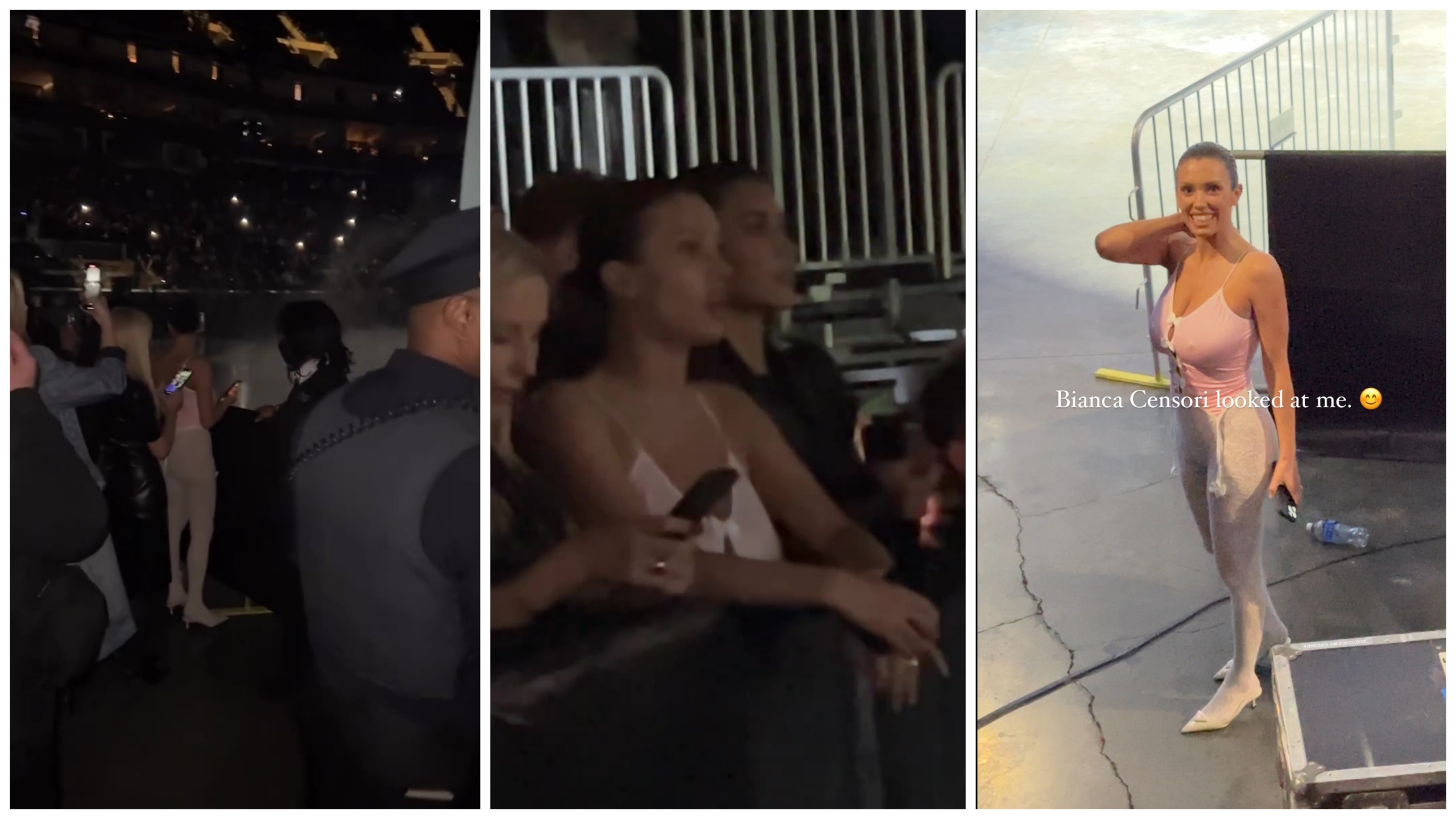 Kim Kardashian e Bianca Censori insiema al concerto di Kanye West