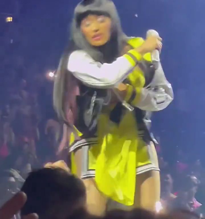 Nicki Minaj le arrebata el micrófono a un fan y jadea: delirio en el concierto