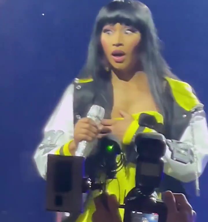 Nicki Minaj strappa il microfono a un fan e le scappa una poppa: delirio al concerto