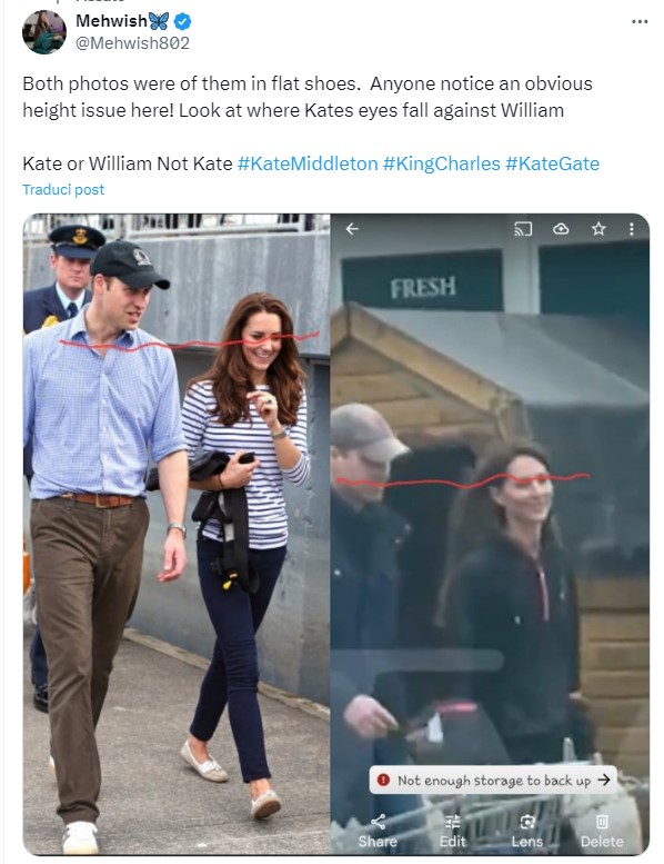 Es ist nicht Kate, die mit William geht, Fotovergleich entfacht Verschwörungsthese neu