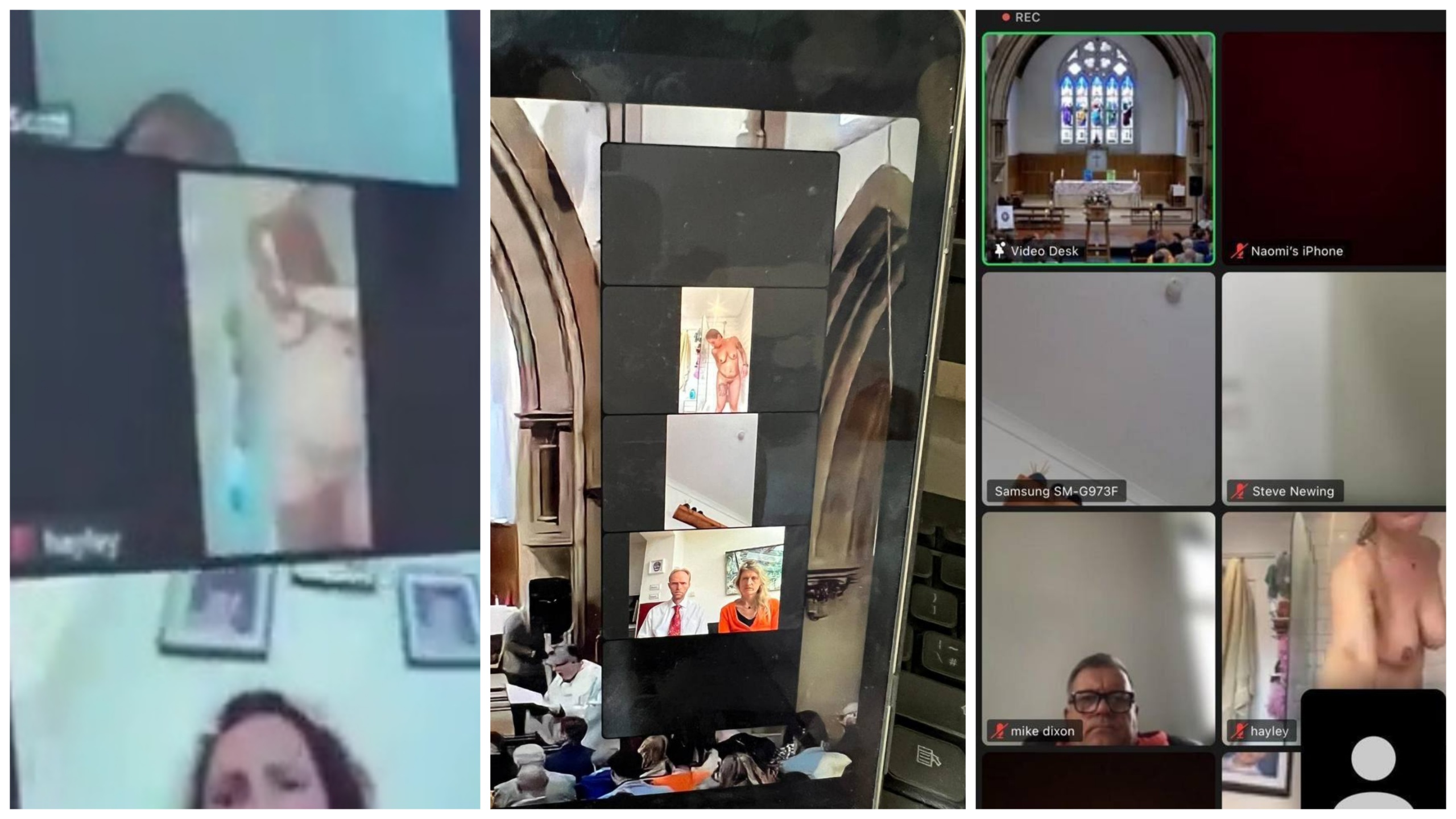 Nuda in chiesa mentre assiste al funerale via zoom video imbarazzante