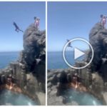 Wahnsinn auf Teneriffa, Tourist taucht in Höhle und landet auf Felsen: Video