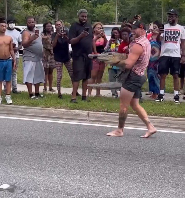 Caimán causa pánico en la ciudad, luchador de MMA lo captura con las manos y los pies desnudos