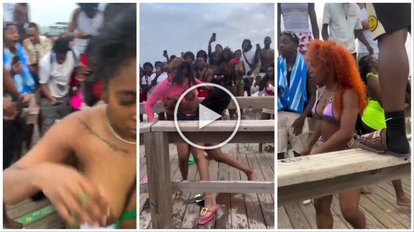 Fiesta en la playa degenera, pelea entre mujeres con los pechos desnudos: video viral