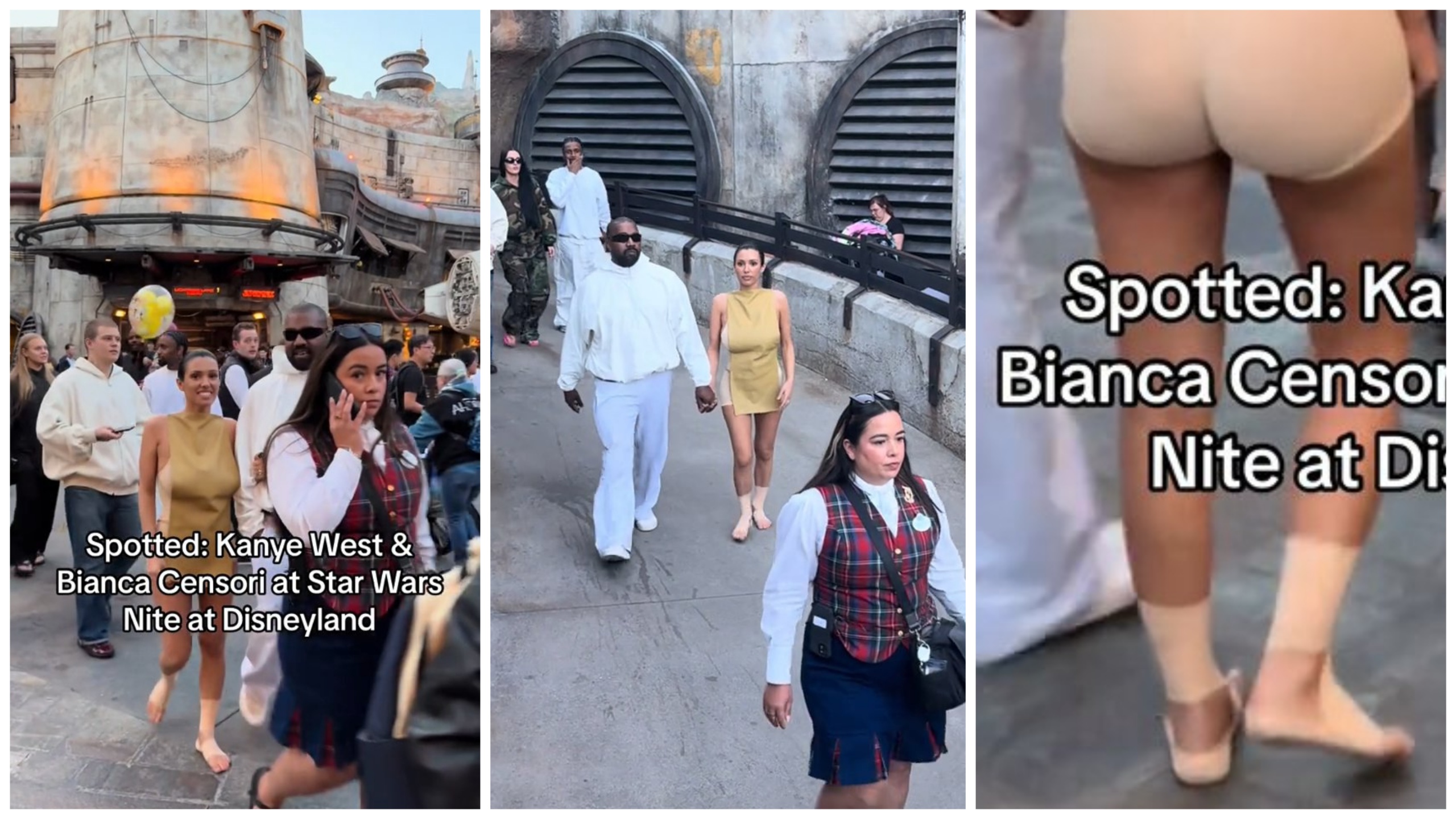 Bianca Censori censurée à Disneyland avec un "bavoir" pour couvrir ses seins