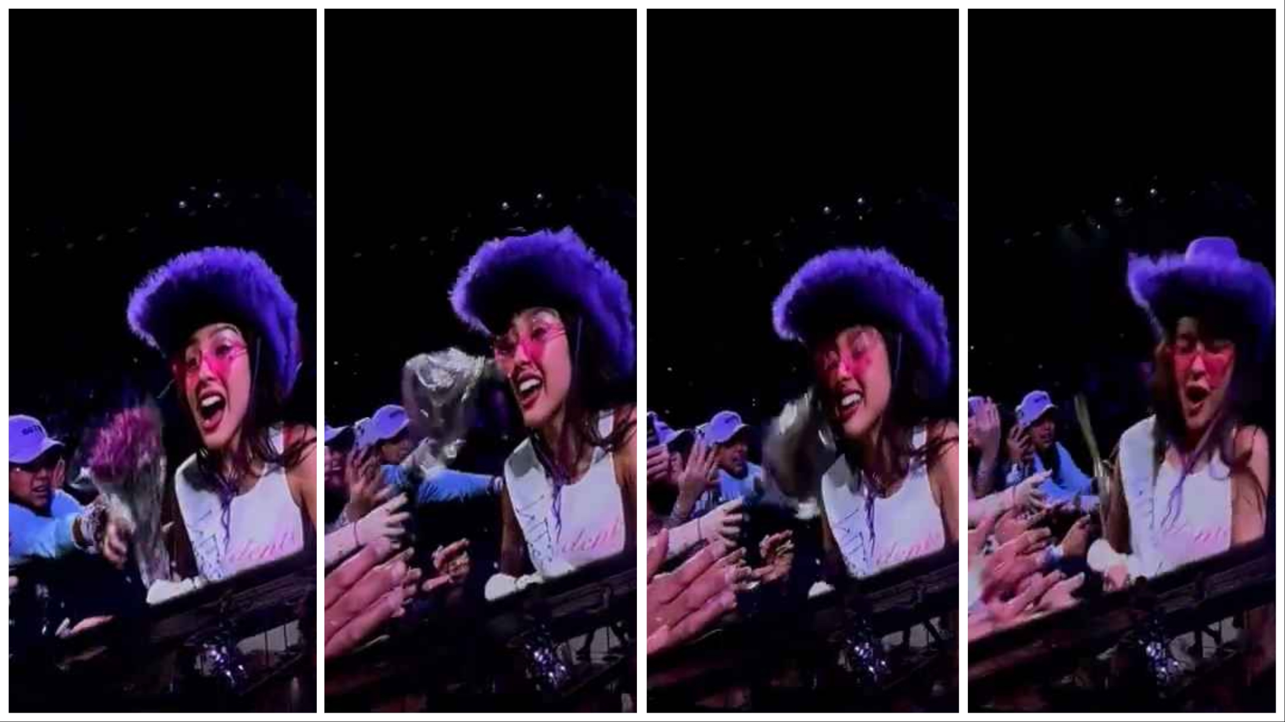 Olivia Rodrigo presa a fiori in faccia da un fan al concerto