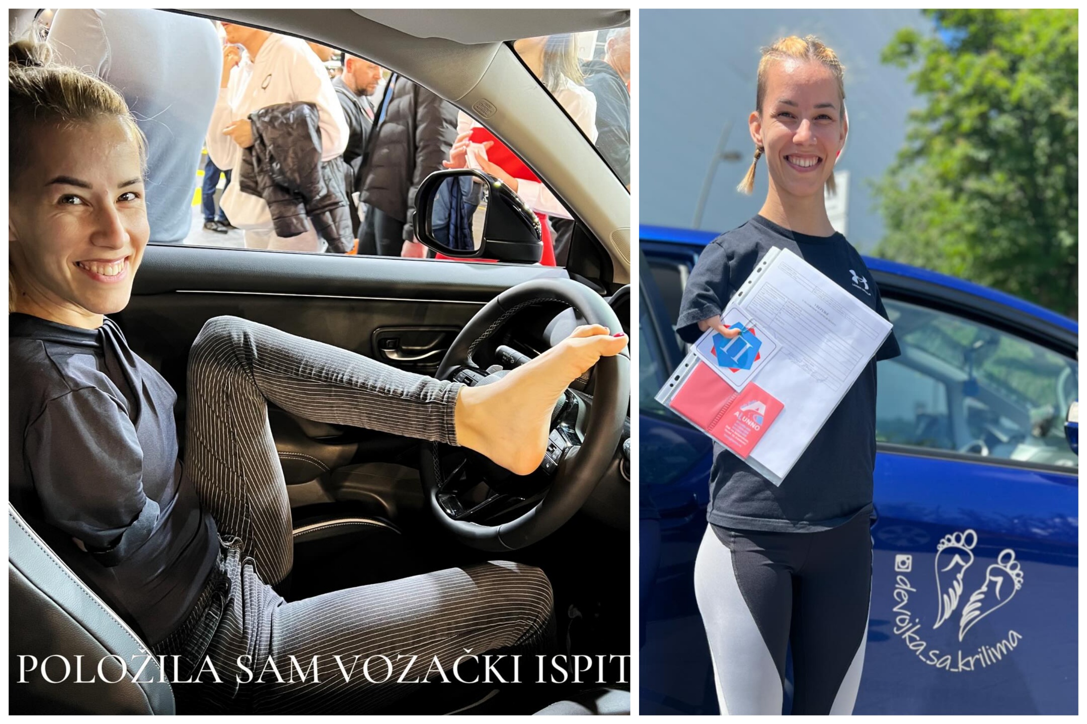 Mujer sin brazos obtiene su licencia conduciendo con los pies al volante: así es como