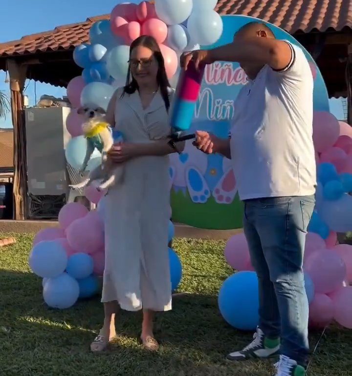 Esulta durante gender reveal e scaglia il cane nel giardino: polemica