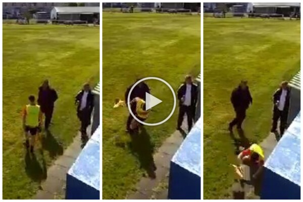 Un joven juez de línea recibe un puñetazo en la cara por un vídeo de shock del entrenador