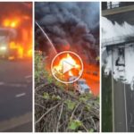 Infierno en la autopista, el camión cisterna vuelca y explota: bola de fuego en el cielo