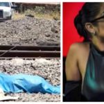 Modelo atropellada por el tren: vestido captado durante una sesión de fotos