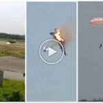 El piloto falla un truco y hace rebotar el avión en la pista y destruye el impactante video