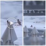 Besa a su novio en la playa, una ola monstruosa la mata: video viral