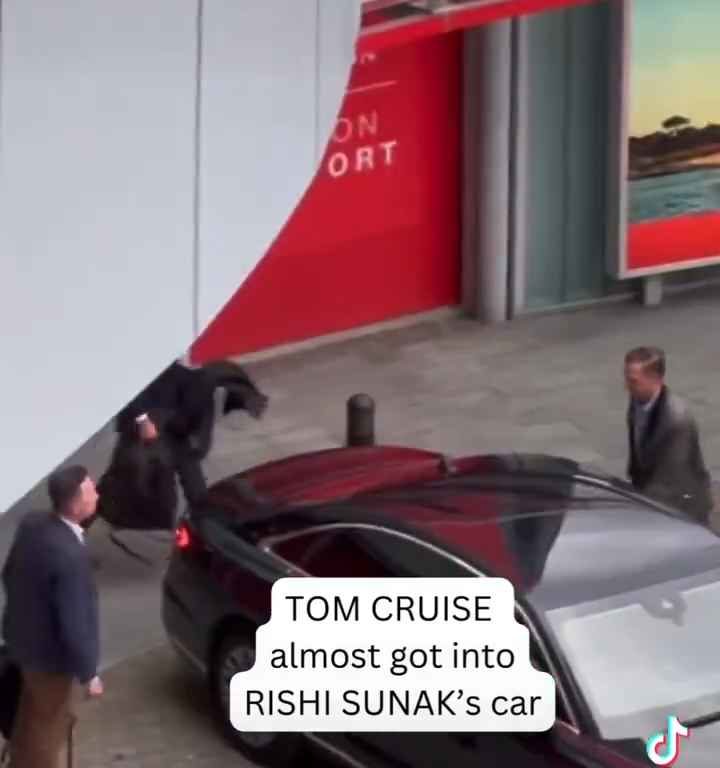 Gaffe di Tom Cruise, filmato mentre "ruba" l'auto al premier Sunak