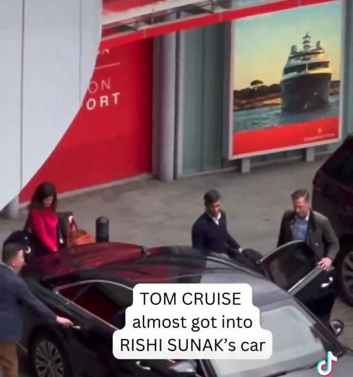 Gaffe di Tom Cruise, filmato mentre "ruba" l'auto al premier Sunak