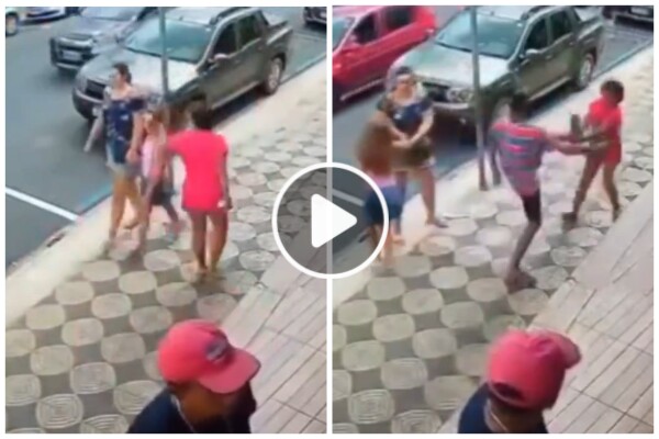 Golpea a una niña en la calle y un transeúnte la patea: impactante video