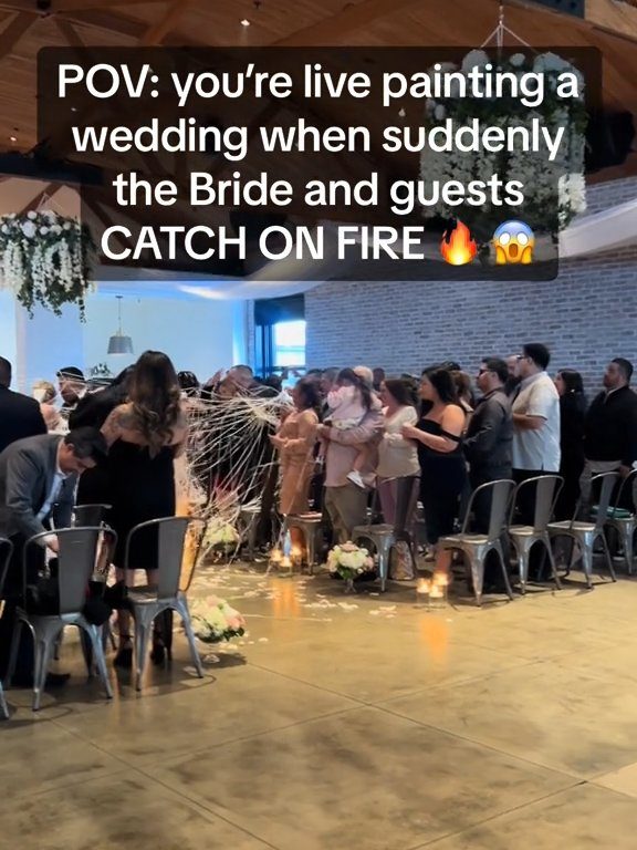 Novia se incendia durante ceremonia, la apagan con baldes: hay video