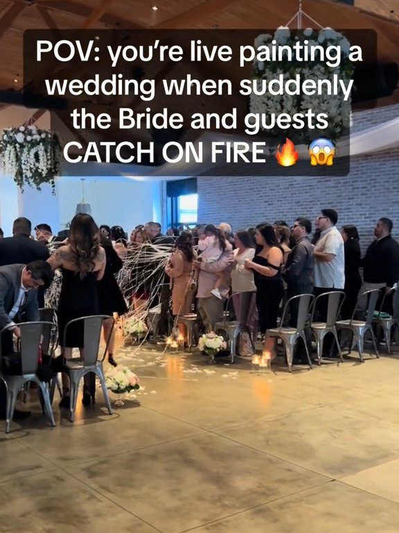 Novia se incendia durante ceremonia, la apagan con baldes: hay video