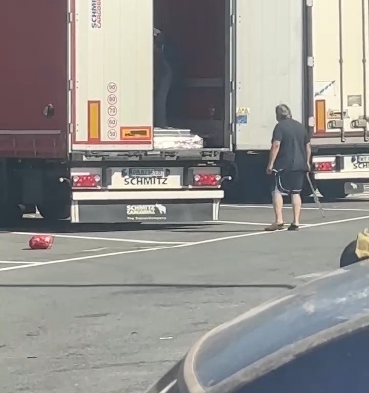 Camionero encuentra migrantes a bordo y los ahuyenta con cinturones: video viral