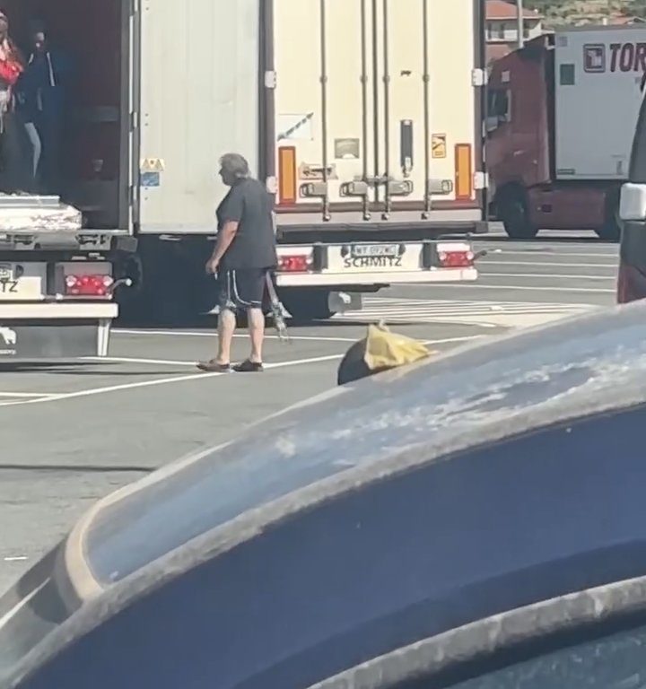 Un chauffeur de camion trouve des migrants à bord et les chasse avec des ceintures : vidéo virale