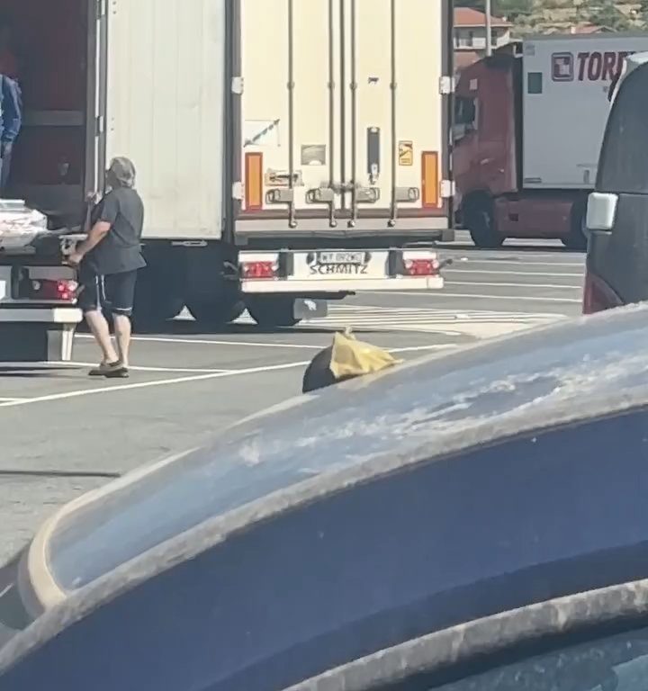 Un chauffeur de camion trouve des migrants à bord et les chasse avec des ceintures : vidéo virale